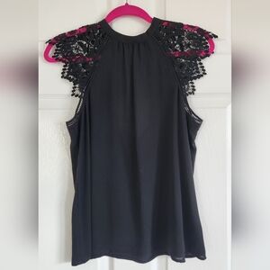 Express Black Crochet-Shoulder Sleeveless Top